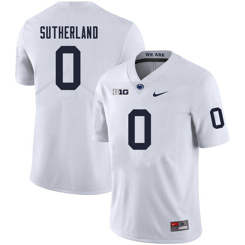 Men #0 Jonathan Sutherland Penn State Nittany Lions College Football Jerseys Sale-White - Click Image to Close